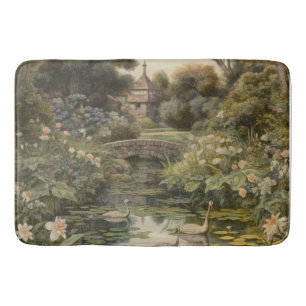English Manor Garden Stone Bridge Heritage Bath Mat