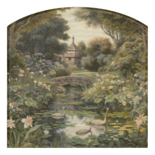 English Manor Garden Stone Bridge Heritage Door Sign