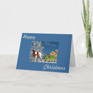 English Mastiff and French Bulldog Sled Holiday Card