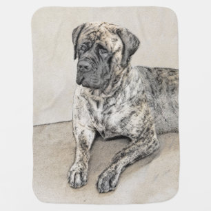 English Mastiff (Brindle) Painting - Dog Art Baby Blanket