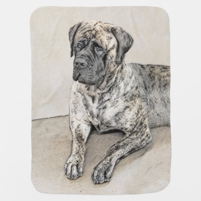 English Mastiff (Brindle) Painting - Dog Art Baby Blanket (Front)
