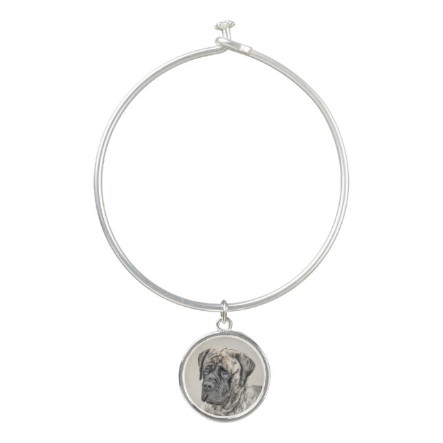 English Mastiff (Brindle) Painting - Dog Art Bangle Bracelet (Front)