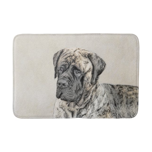English Mastiff (Brindle) Painting - Dog Art Bathroom Mat (Front)