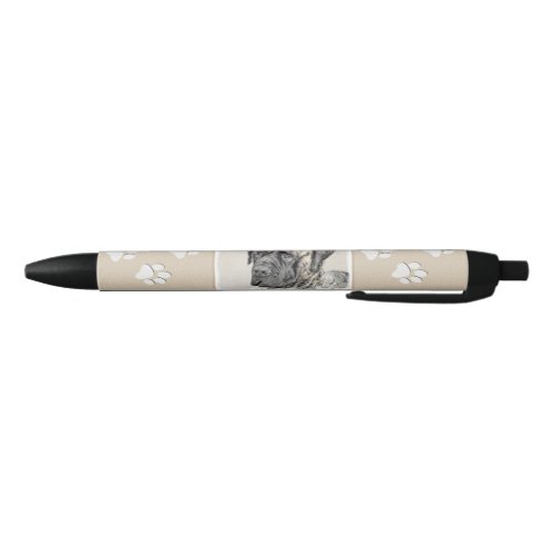 English Mastiff Brindle Painting _ Dog Art Black Ink Pen
