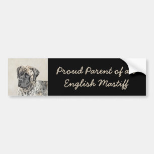 English Mastiff (Brindle) Painting - Dog Art Bumper Sticker