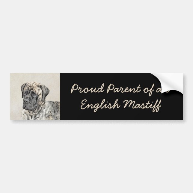 English Mastiff (Brindle) Painting - Dog Art Bumper Sticker (Front)