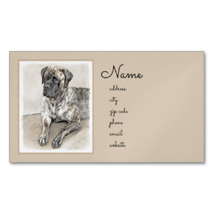 English Mastiff (Brindle) Painting - Dog Art Business Card Magnet