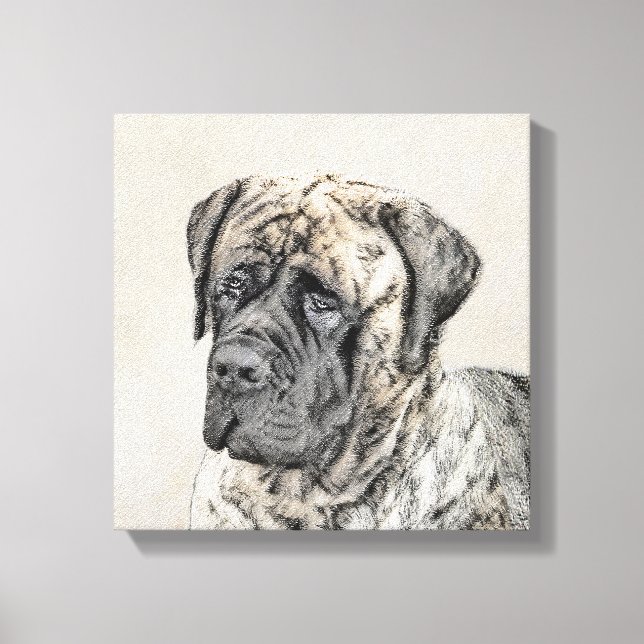 English Mastiff (Brindle) Painting - Dog Art Canvas Print (Front)