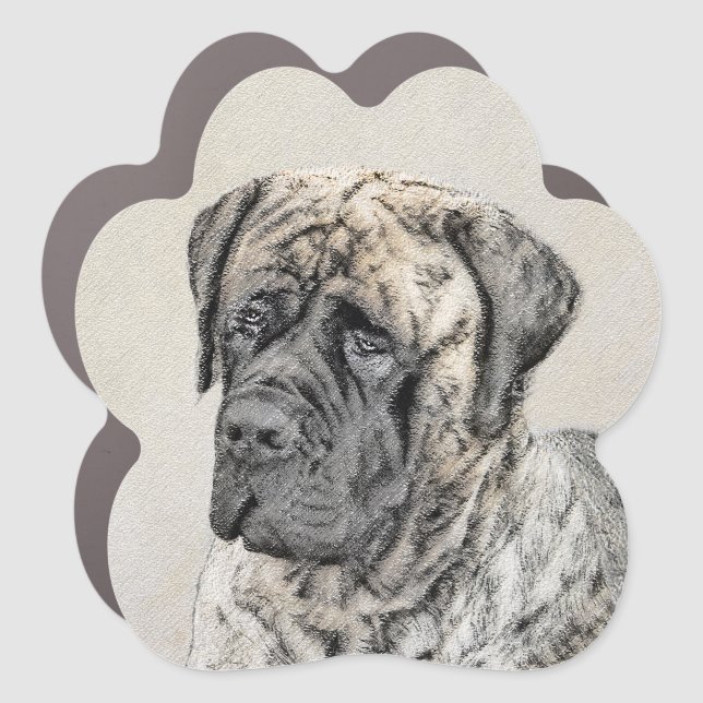 English Mastiff (Brindle) Painting - Dog Art Car Magnet (Front)