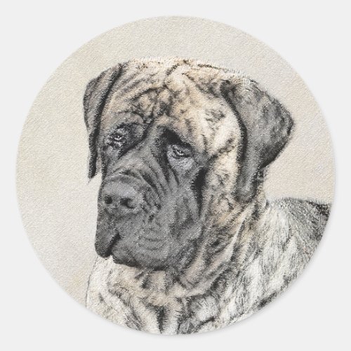 English Mastiff Brindle Painting _ Dog Art Classic Round Sticker