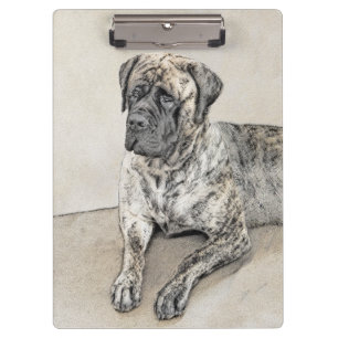 English Mastiff (Brindle) Painting - Dog Art Clipboard