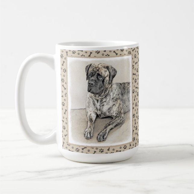 English Mastiff (Brindle) Painting - Dog Art Coffee Mug (Left)