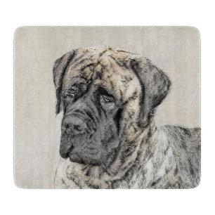English Mastiff (Brindle) Painting - Dog Art Cutting Board