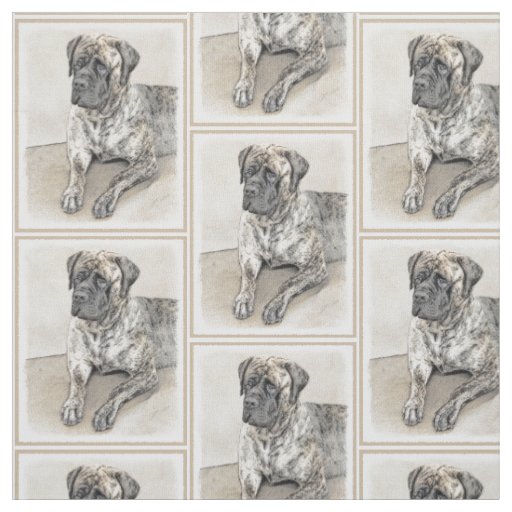 English Mastiff (Brindle) Painting - Dog Art Fabric