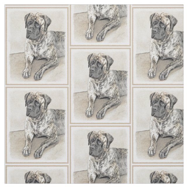 English Mastiff (Brindle) Painting - Dog Art Fabric (Swatch)