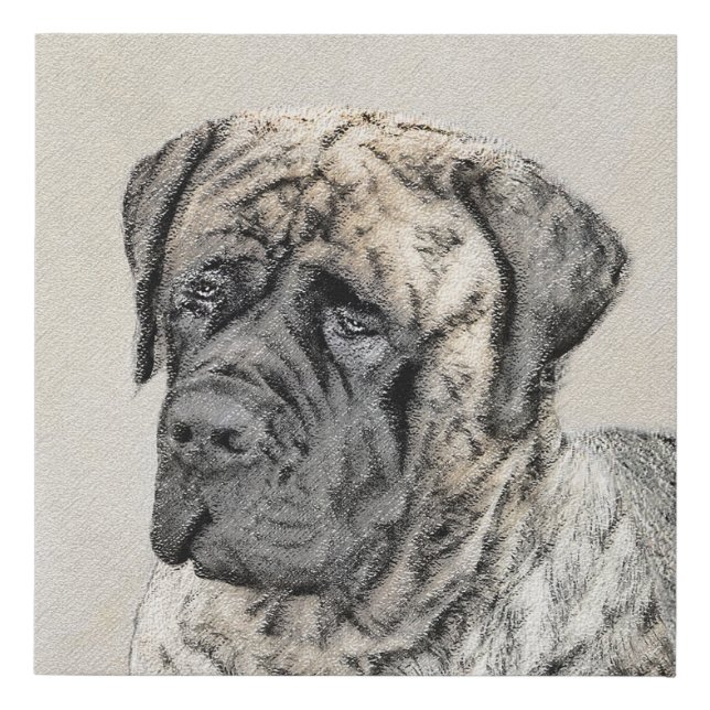 English Mastiff (Brindle) Painting - Dog Art Faux Canvas Print (Front)