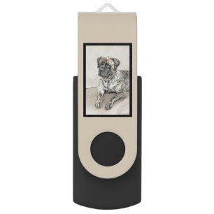 English Mastiff (Brindle) Painting - Dog Art Flash Drive