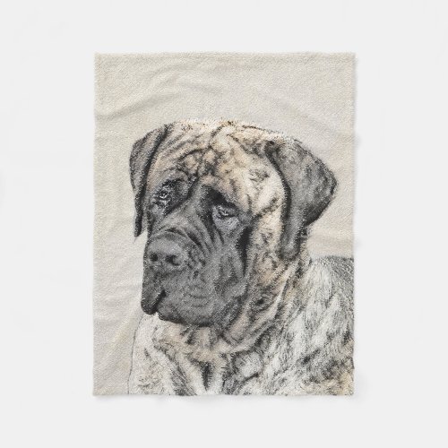 English Mastiff Brindle Painting _ Dog Art Fleece Blanket