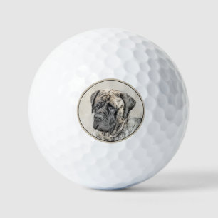 English Mastiff (Brindle) Painting - Dog Art Golf Balls