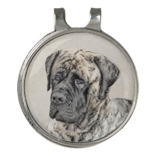 English Mastiff (Brindle) Painting - Dog Art Golf Hat Clip