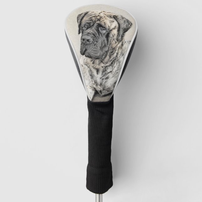 English Mastiff (Brindle) Painting - Dog Art Golf Head Cover (Front)