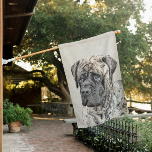English Mastiff Brindle Painting _ Dog Art House Flag