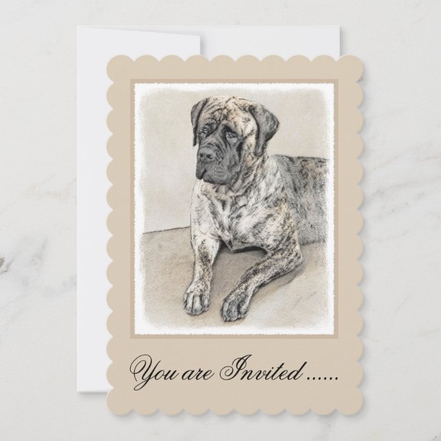English Mastiff (Brindle) Painting - Dog Art Invitation (Front)