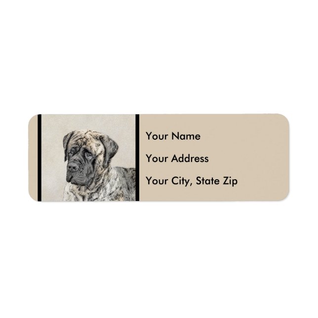English Mastiff (Brindle) Painting - Dog Art Label (Front)