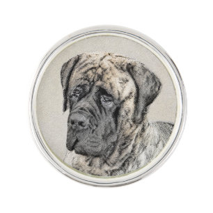 English Mastiff (Brindle) Painting - Dog Art Lapel Pin