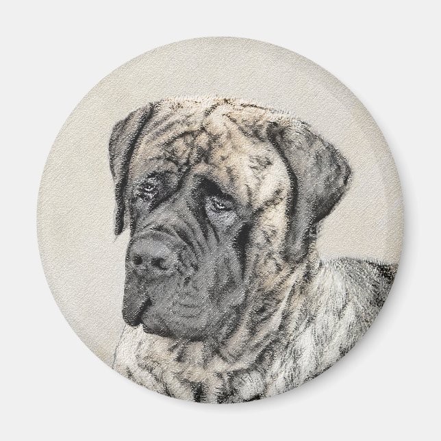 English Mastiff (Brindle) Painting - Dog Art Magnet (Front)