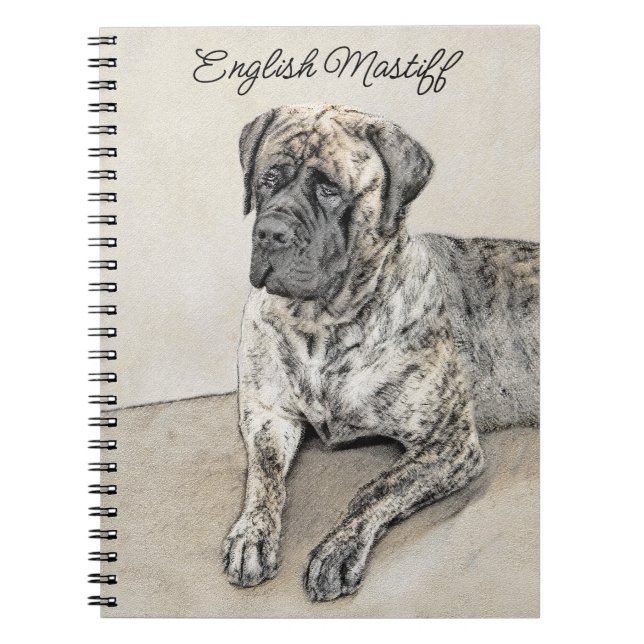English Mastiff (Brindle) Painting - Dog Art Notebook (Front)