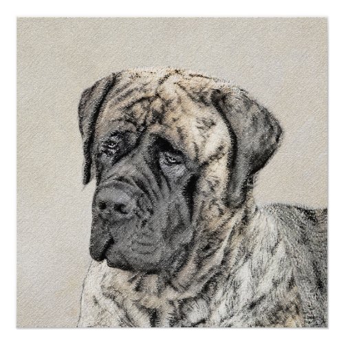 English Mastiff Brindle Painting _ Dog Art Poster