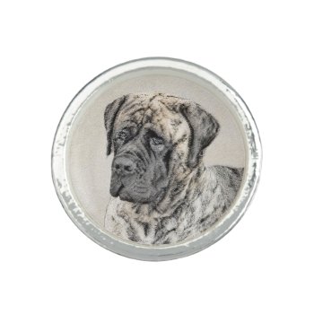 English Mastiff (brindle) Painting - Dog Art Ring by alpendesigns at Zazzle