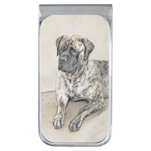 English Mastiff Brindle Painting _ Dog Art Silver Finish Money Clip