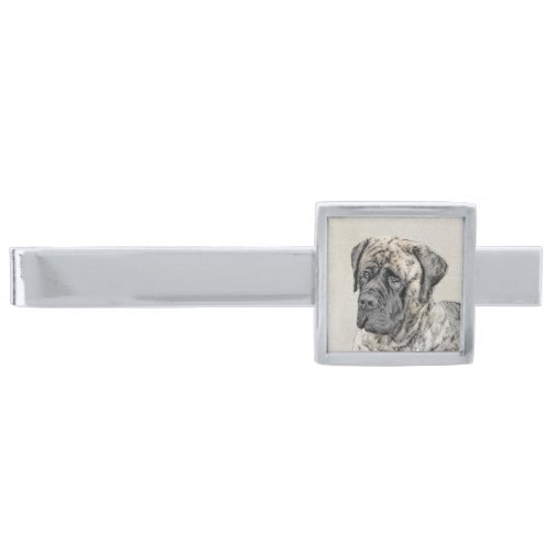 English Mastiff Brindle Painting _ Dog Art Silver Finish Tie Bar