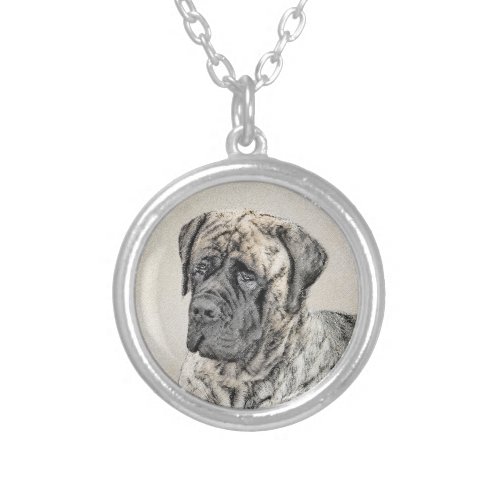 English Mastiff Brindle Painting _ Dog Art Silver Plated Necklace