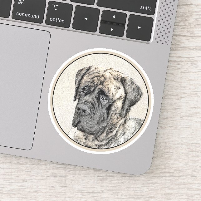 English Mastiff (Brindle) Painting - Dog Art Sticker (Detail)