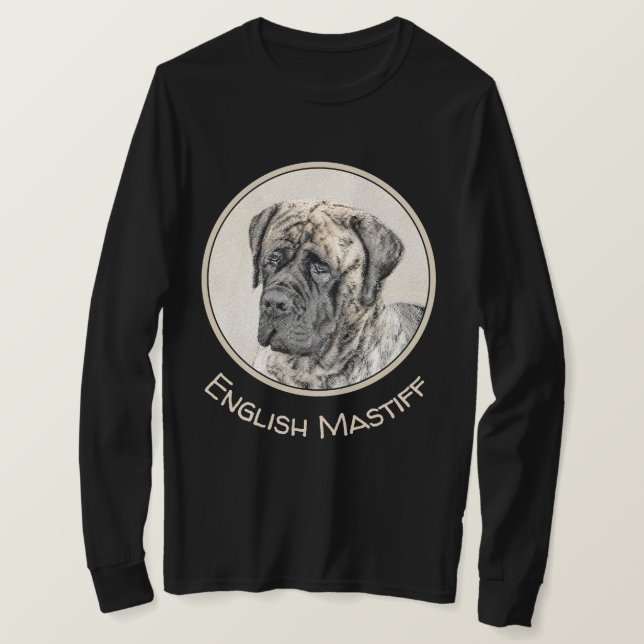 English Mastiff (Brindle) Painting - Dog Art T-Shirt (Design Front)
