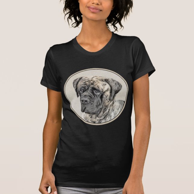 English Mastiff (Brindle) Painting - Dog Art T-Shirt (Front)