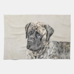 English Mastiff (Brindle) Painting - Dog Art Towel