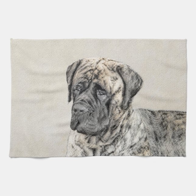 English Mastiff (Brindle) Painting - Dog Art Towel (Horizontal)