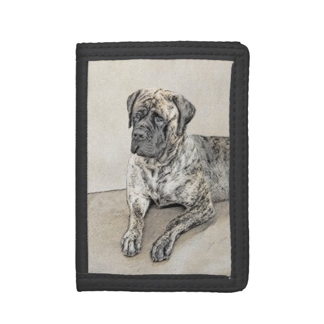 English Mastiff (Brindle) Painting - Dog Art Tri-fold Wallet (Front Vertical)