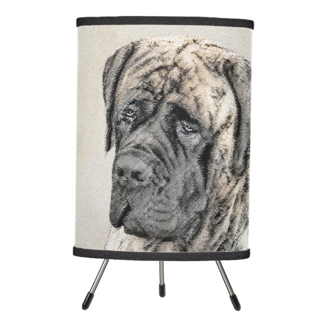 English Mastiff (Brindle) Painting - Dog Art Tripod Lamp (Front)