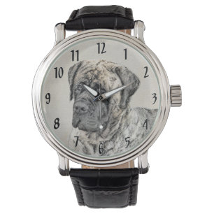 English Mastiff (Brindle) Painting - Dog Art Watch
