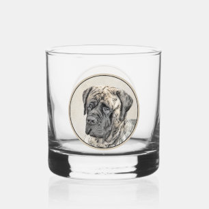 English Mastiff (Brindle) Painting - Dog Art Whiskey Glass