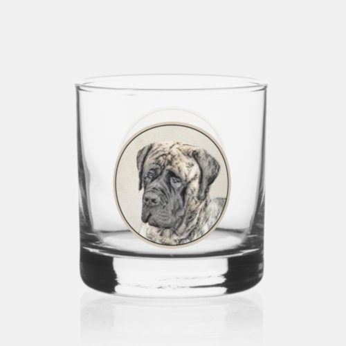 English Mastiff Brindle Painting _ Dog Art Whiskey Glass