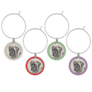 English Mastiff (Brindle) Painting - Dog Art Wine Charm