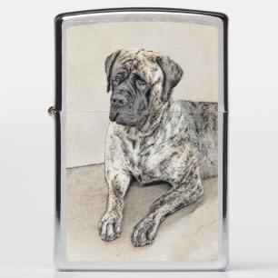 English Mastiff (Brindle) Painting - Dog Art Zippo Lighter