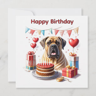 English Mastiff Bulldog Birthday Holiday Card