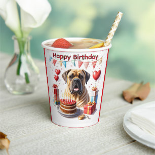 English Mastiff Bulldog Birthday  Paper Cups